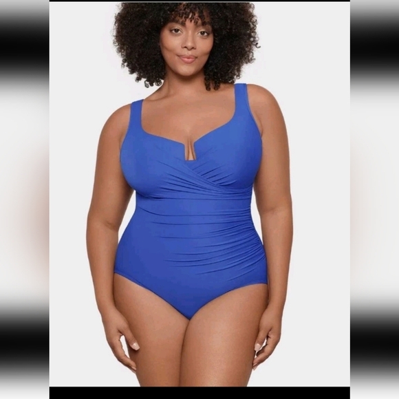 Miraclesuit Womens Blue Must Have Escape One Piece Tummy Control Bathing Suit 14 - Picture 1 of 14
